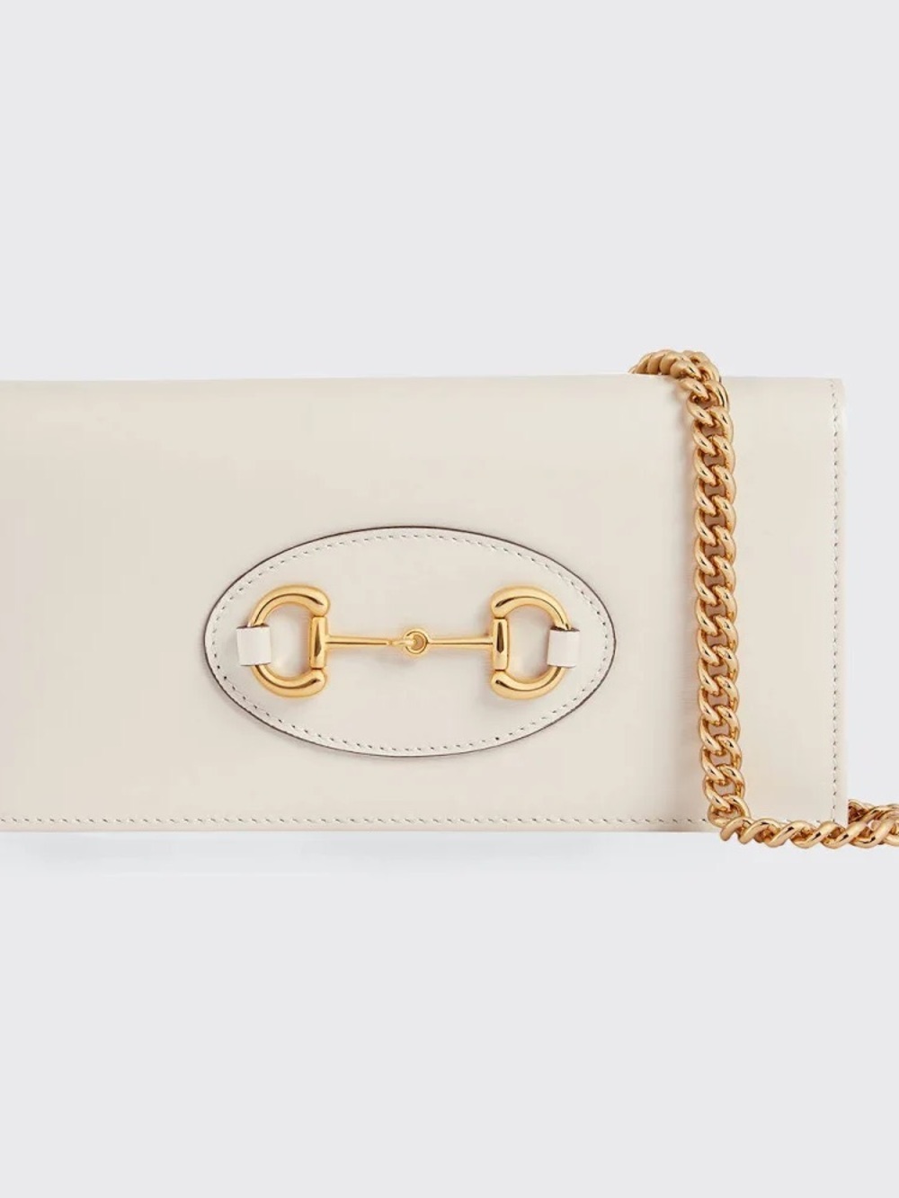 Gucci Horsebit 1955 Cream Leather Chain Wallet Bag